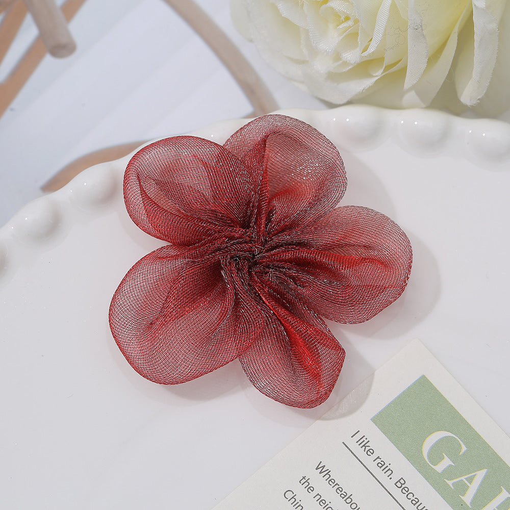 Mesh Fabric Flower Hair Clip